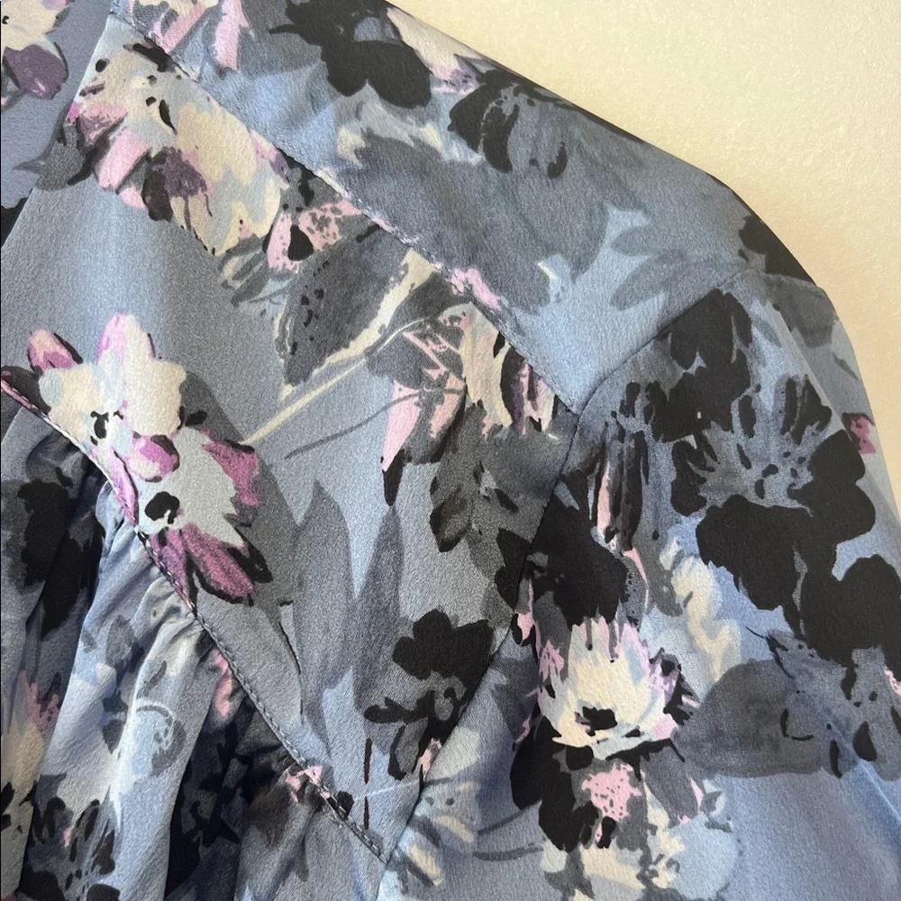 RT: $80 INC International Concepts surplice long sleeve Blouse Blue Floral Sz 1X - Picture 5 of 11